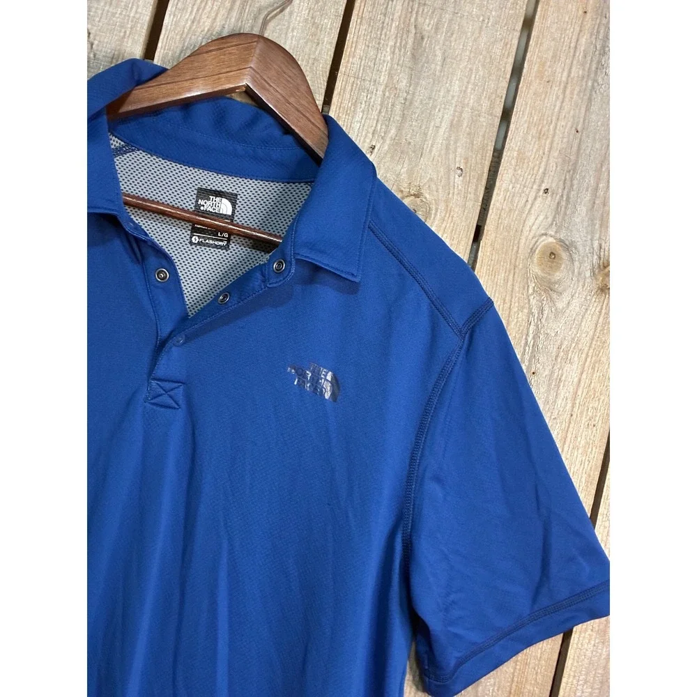 The North Face Mens FlashDry Blue Short Sleeve Polo Shirt NF00CE7Q Large